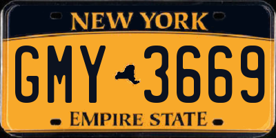 NY license plate GMY3669