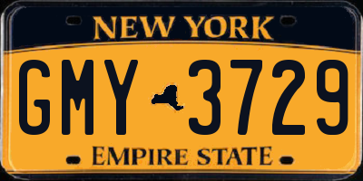 NY license plate GMY3729