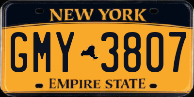 NY license plate GMY3807