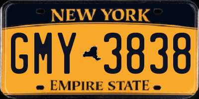 NY license plate GMY3838
