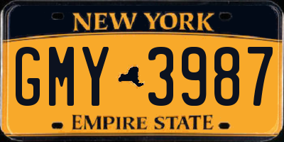 NY license plate GMY3987