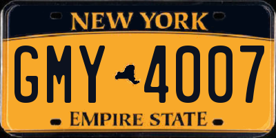 NY license plate GMY4007
