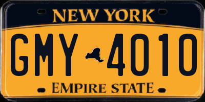 NY license plate GMY4010