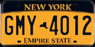 NY license plate GMY4012