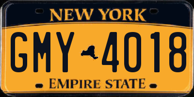 NY license plate GMY4018