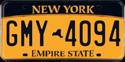 NY license plate GMY4094