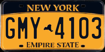 NY license plate GMY4103