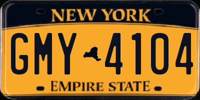 NY license plate GMY4104