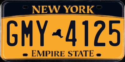 NY license plate GMY4125