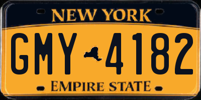 NY license plate GMY4182