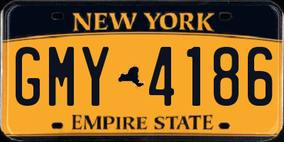 NY license plate GMY4186