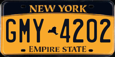 NY license plate GMY4202