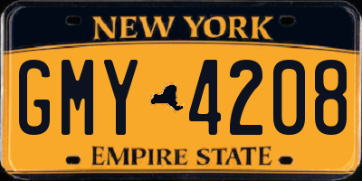 NY license plate GMY4208