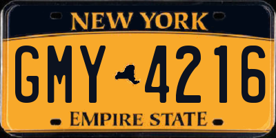 NY license plate GMY4216