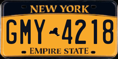 NY license plate GMY4218