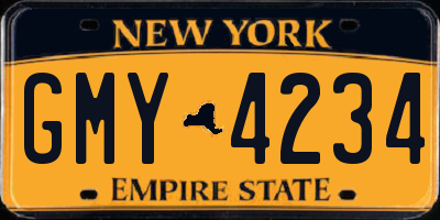 NY license plate GMY4234