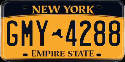 NY license plate GMY4288