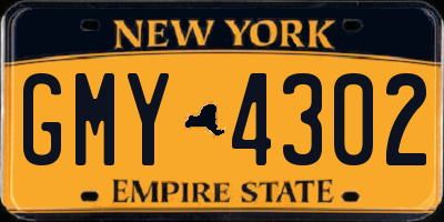 NY license plate GMY4302