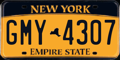 NY license plate GMY4307
