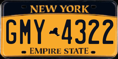 NY license plate GMY4322