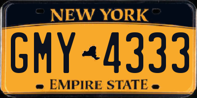 NY license plate GMY4333