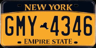 NY license plate GMY4346