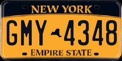 NY license plate GMY4348