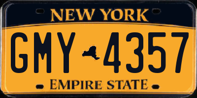 NY license plate GMY4357