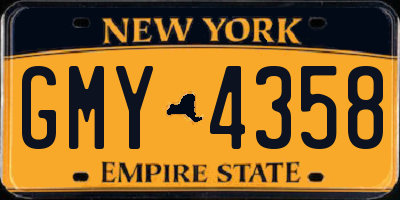 NY license plate GMY4358