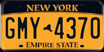 NY license plate GMY4370