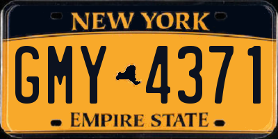 NY license plate GMY4371