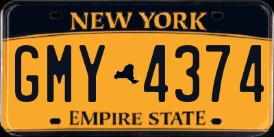 NY license plate GMY4374