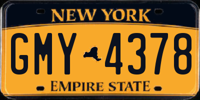 NY license plate GMY4378