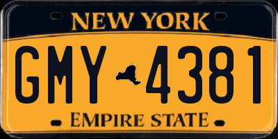 NY license plate GMY4381