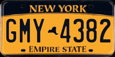 NY license plate GMY4382