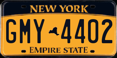 NY license plate GMY4402
