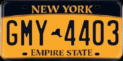 NY license plate GMY4403