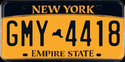 NY license plate GMY4418