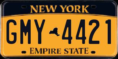 NY license plate GMY4421