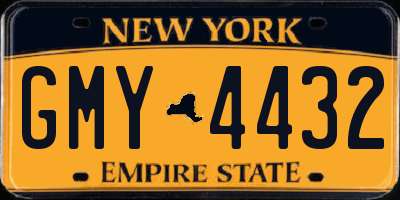 NY license plate GMY4432