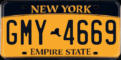 NY license plate GMY4669