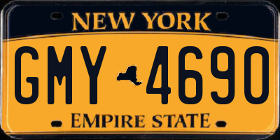 NY license plate GMY4690