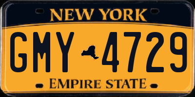 NY license plate GMY4729