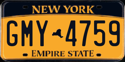 NY license plate GMY4759