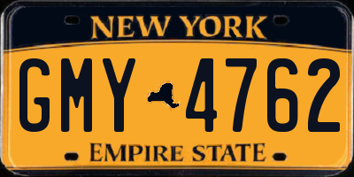 NY license plate GMY4762