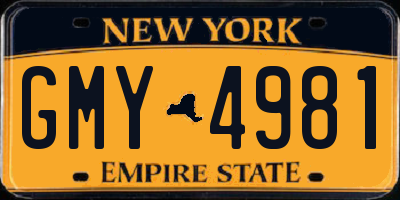 NY license plate GMY4981