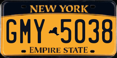 NY license plate GMY5038