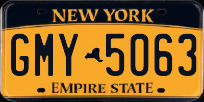 NY license plate GMY5063