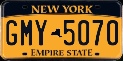 NY license plate GMY5070