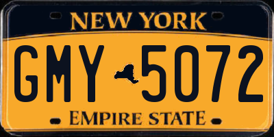 NY license plate GMY5072